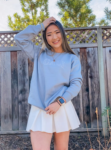 Ash Blue CALI Embroidery Sweatshirt