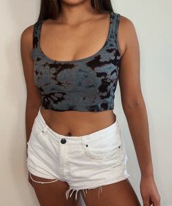 Bleach Tie Dye Cropped Tank Top