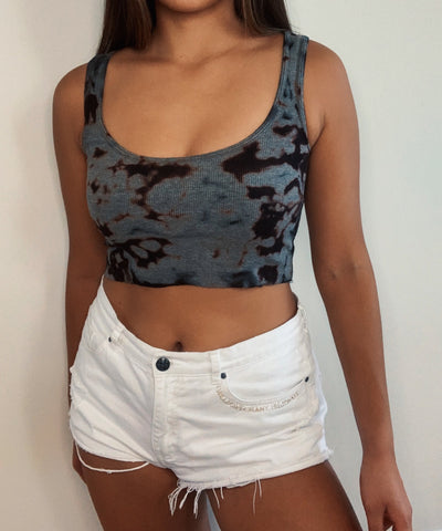 Bleach Tie Dye Cropped Tank Top