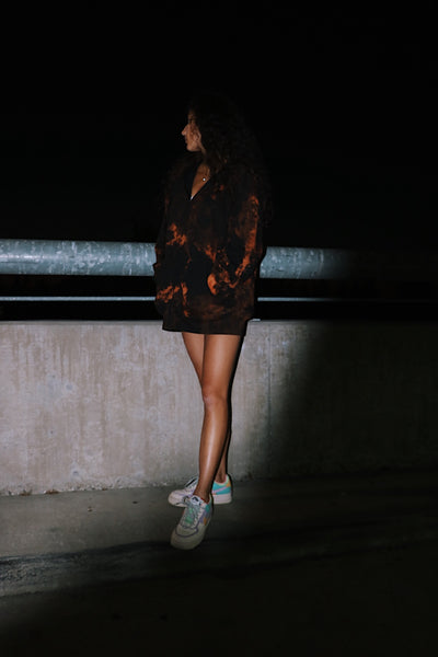 Bleach Dye Oversized Zip-up Sweatshirt