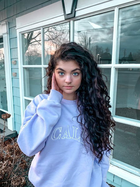 Lavender CALI Embroidery Sweatshirt