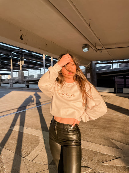 Tan Brooklyn Embroidery Sweatshirt