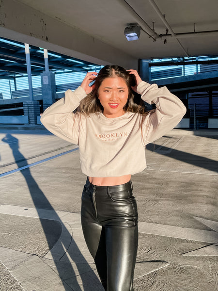 Tan Brooklyn Embroidery Sweatshirt
