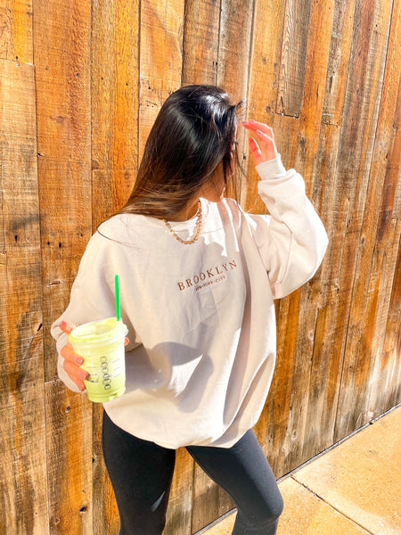 Tan Brooklyn Embroidery Sweatshirt
