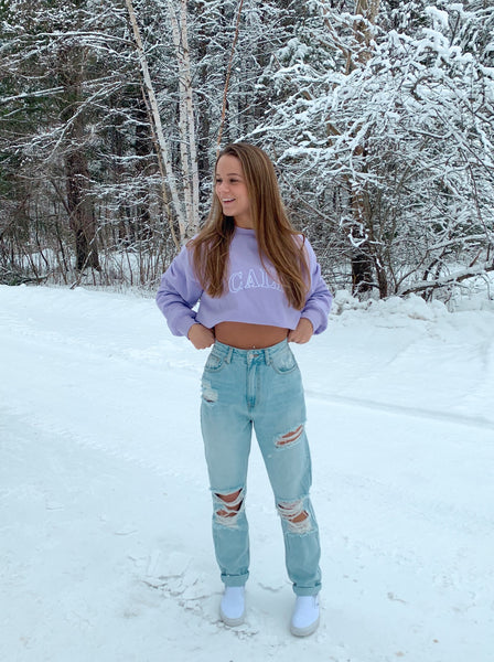 Lavender CALI Embroidery Sweatshirt