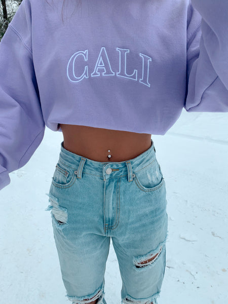 Lavender CALI Embroidery Sweatshirt