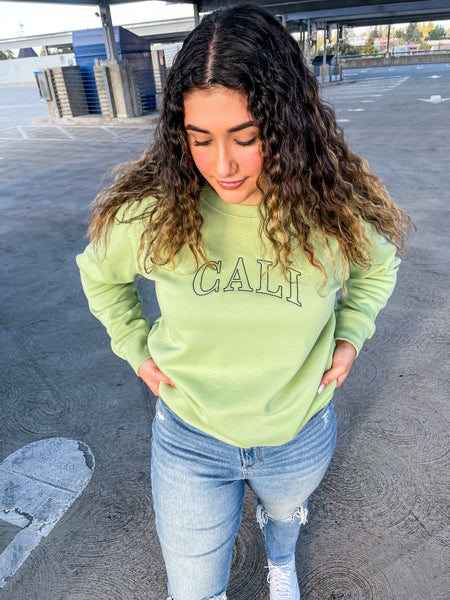 Apple Green CALI Embroidery Sweatshirt