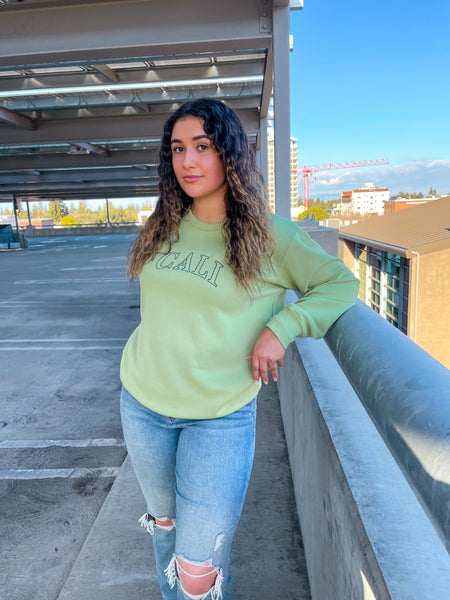 Apple Green CALI Embroidery Sweatshirt