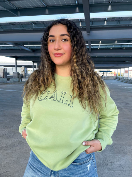 Apple Green CALI Embroidery Sweatshirt