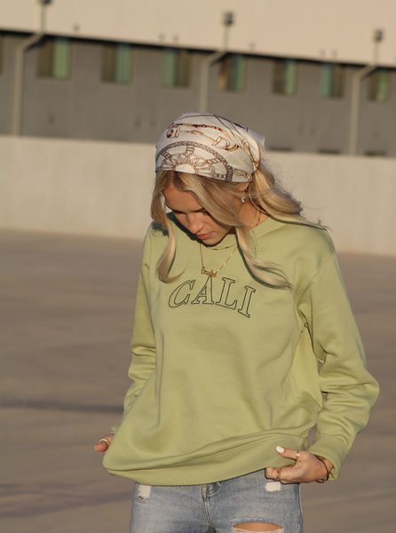 Apple Green CALI Embroidery Sweatshirt