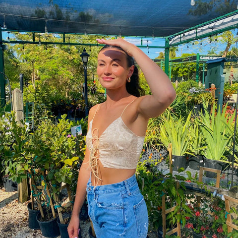 Gold Embroidery Tie Front Top